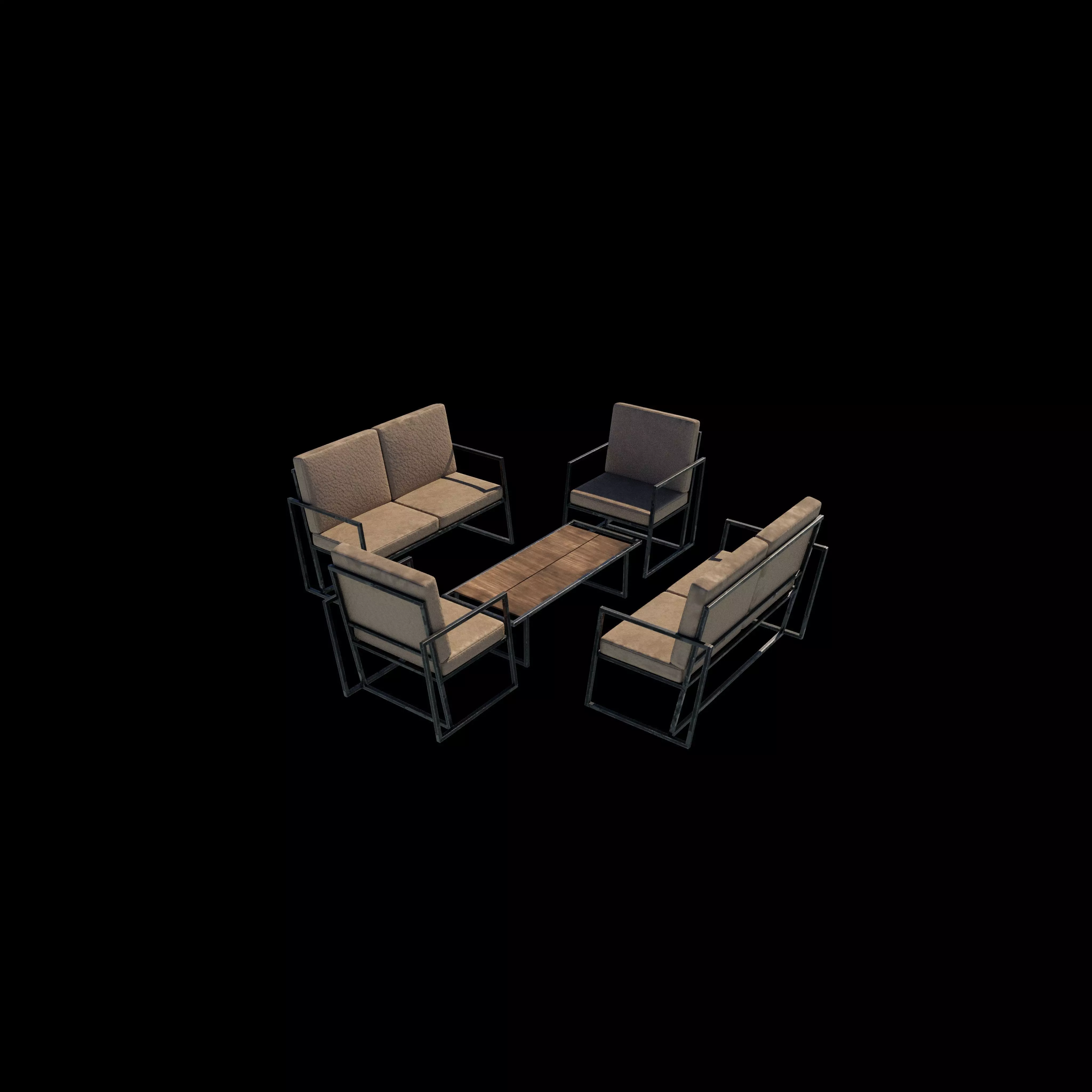 sofa and table 3D model_2