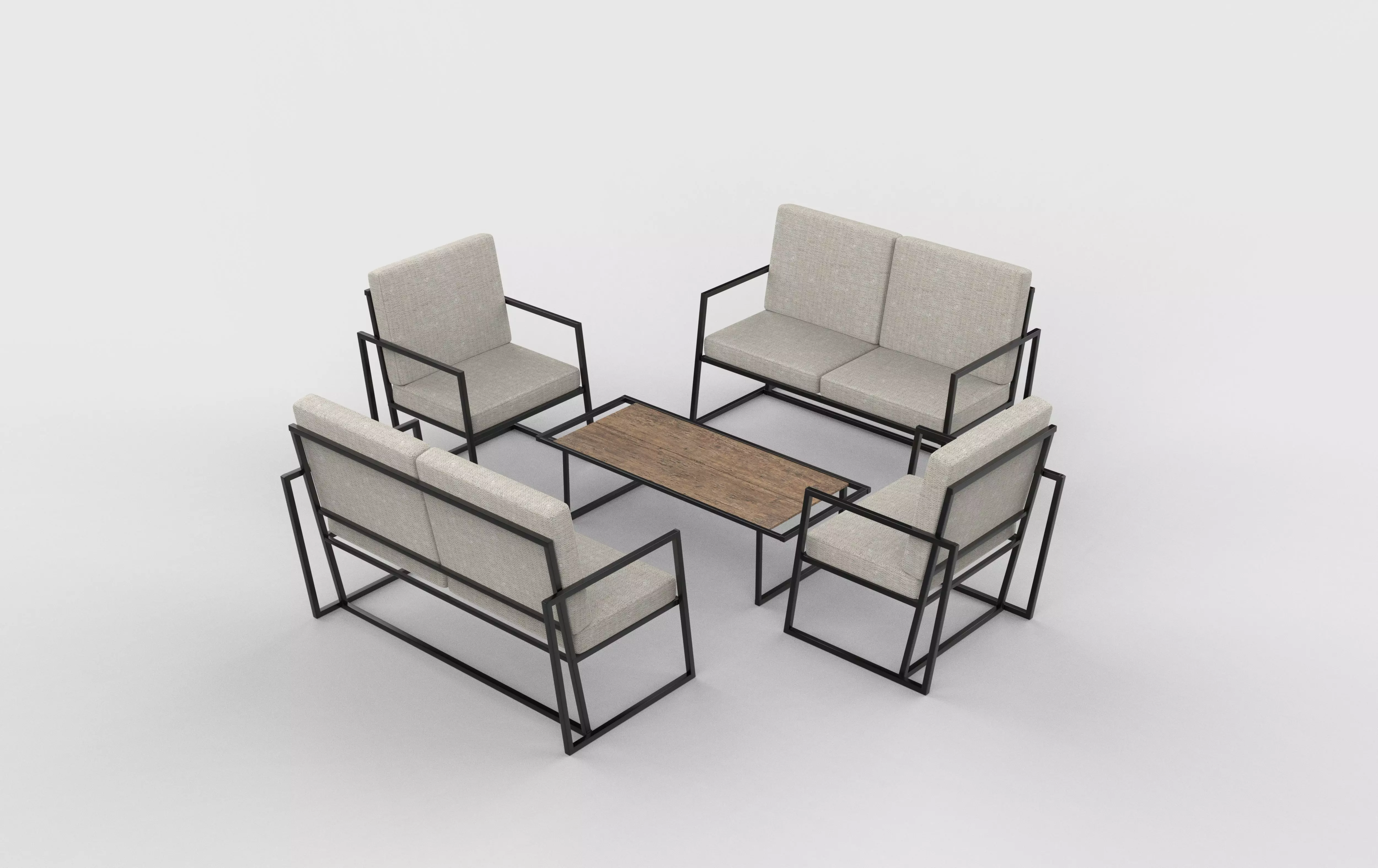 sofa and table 3D model_3
