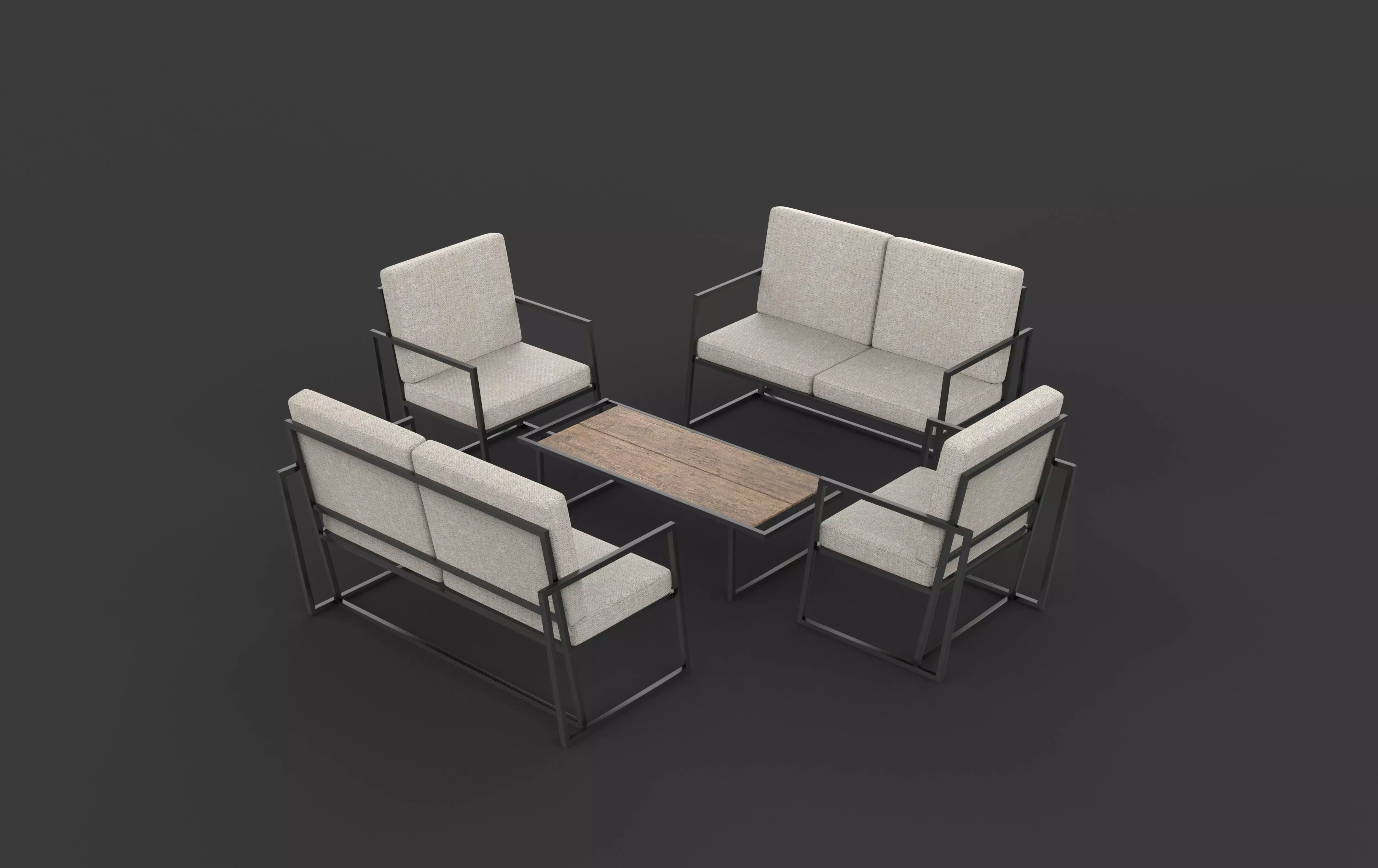 sofa and table 3D model_6