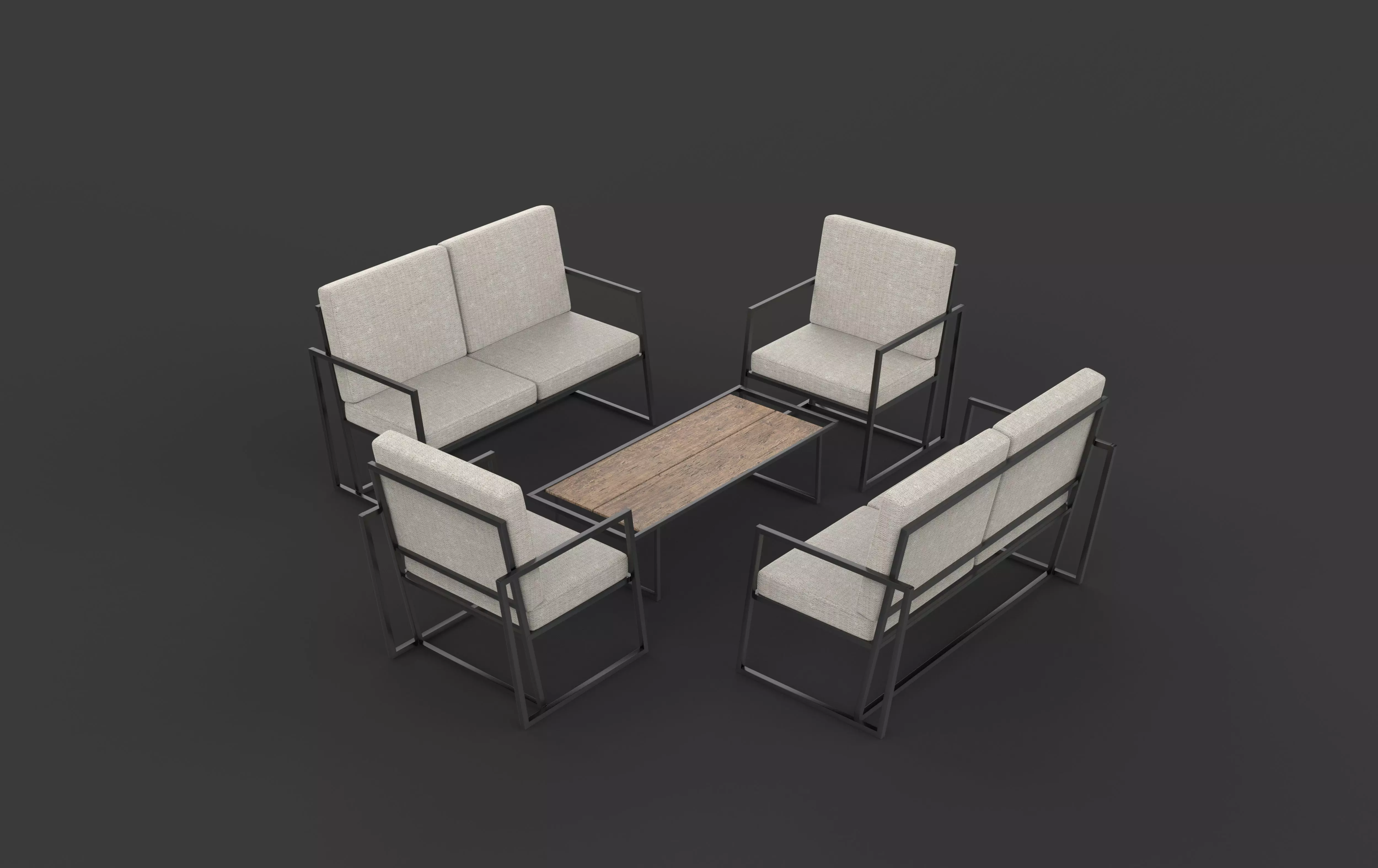 sofa and table 3D model_7