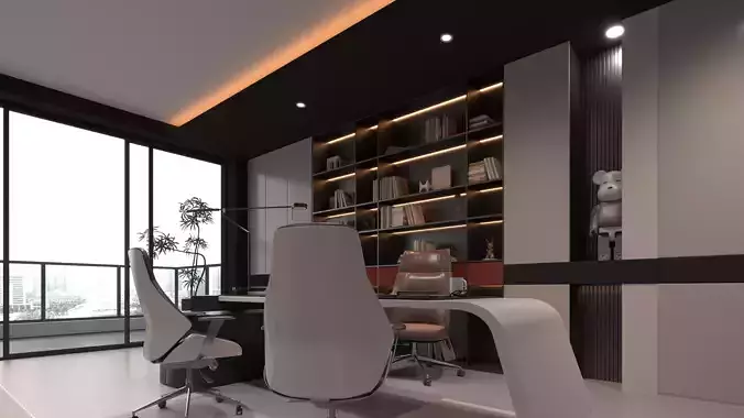 Office interior design 061 3D model 3