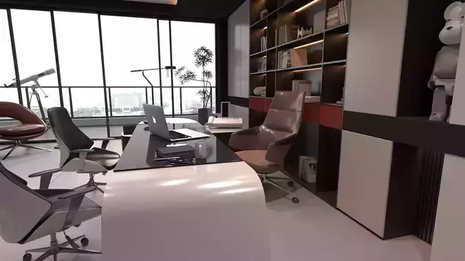 Office interior design 061 3D model 6