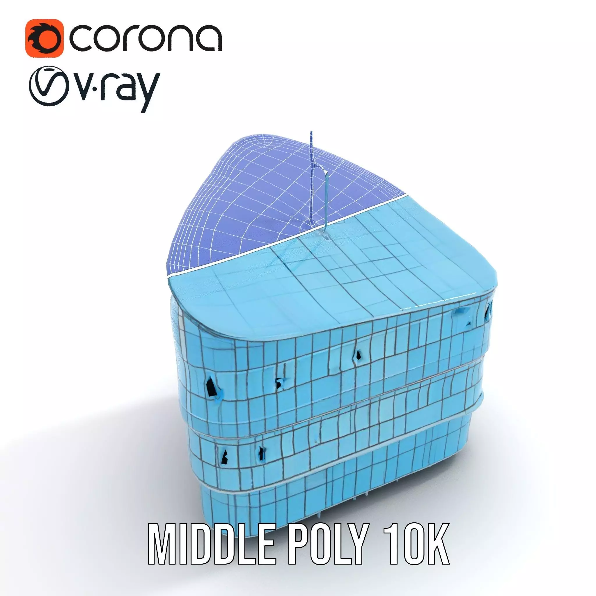 Curved Glass Facade model pack Low-poly 3D model_26