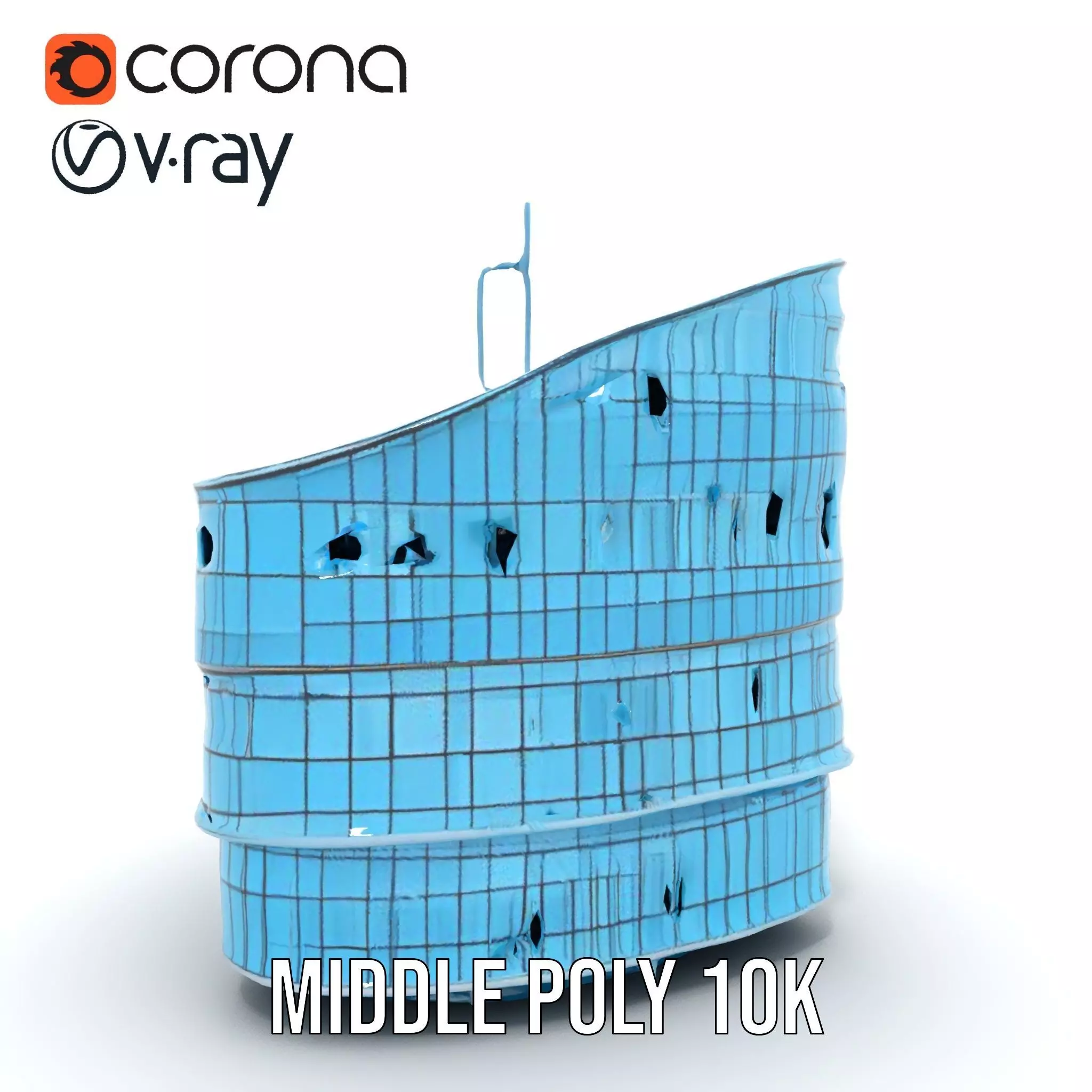 Curved Glass Facade model pack Low-poly 3D model_20