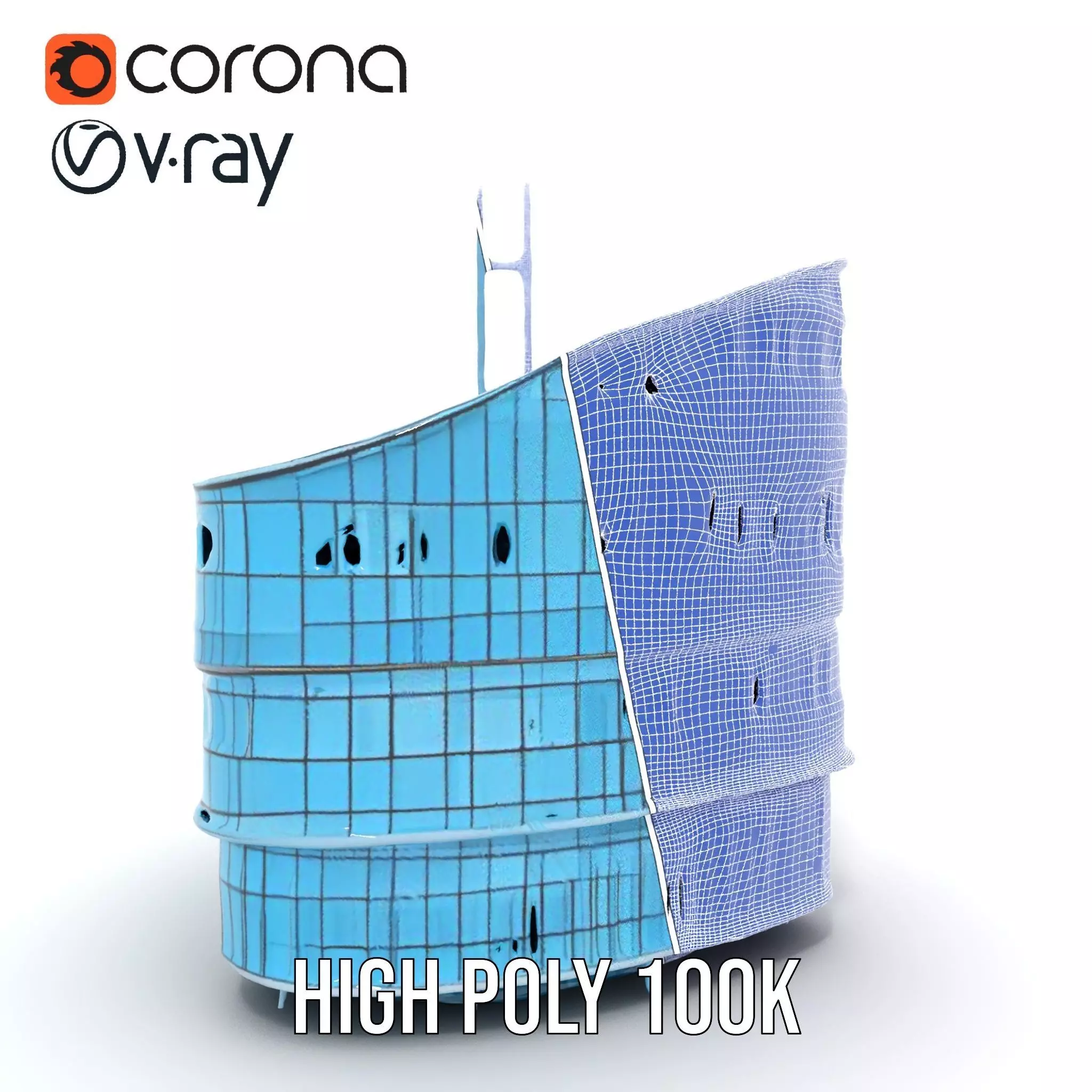 Curved Glass Facade model pack Low-poly 3D model_31
