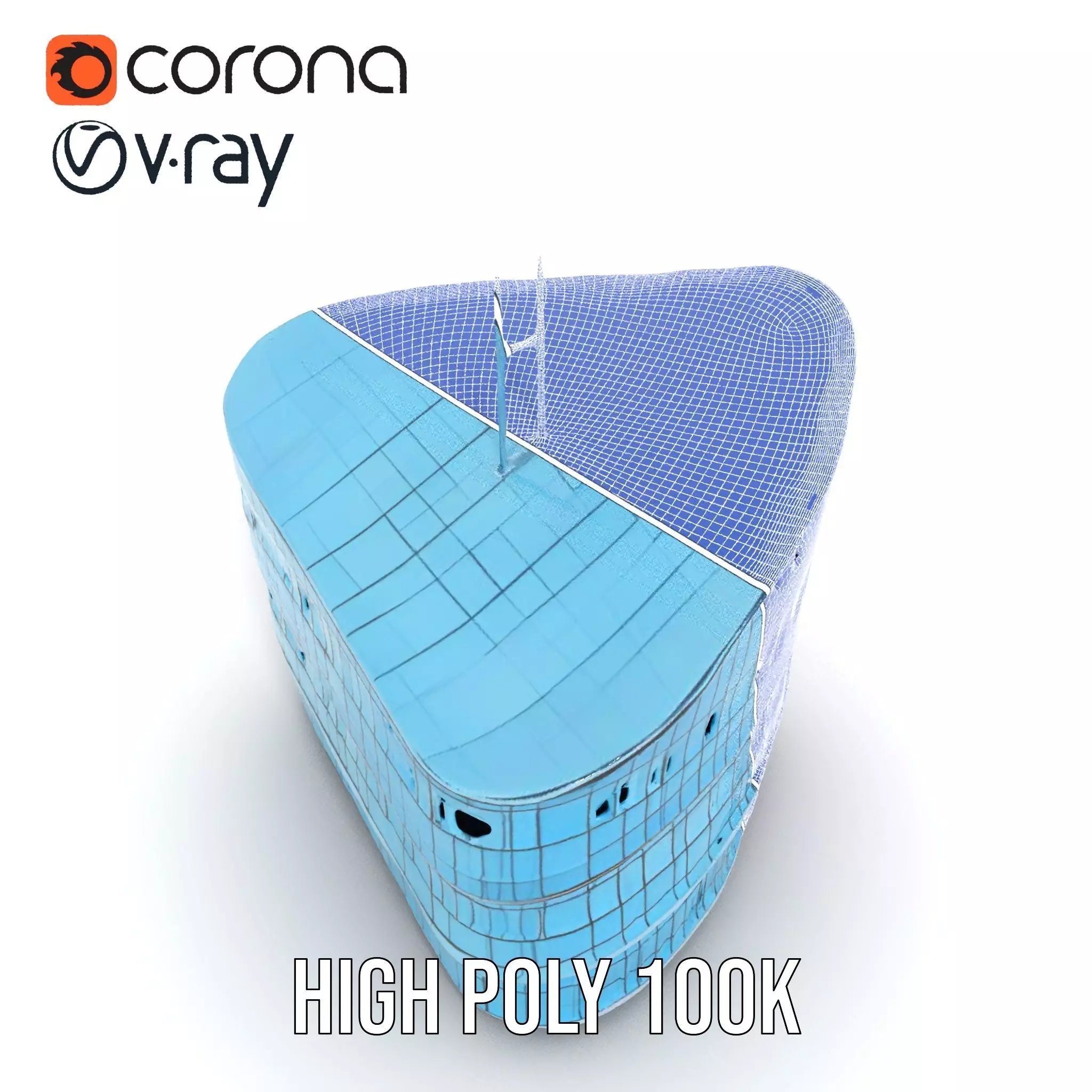 Curved Glass Facade model pack Low-poly 3D model_33