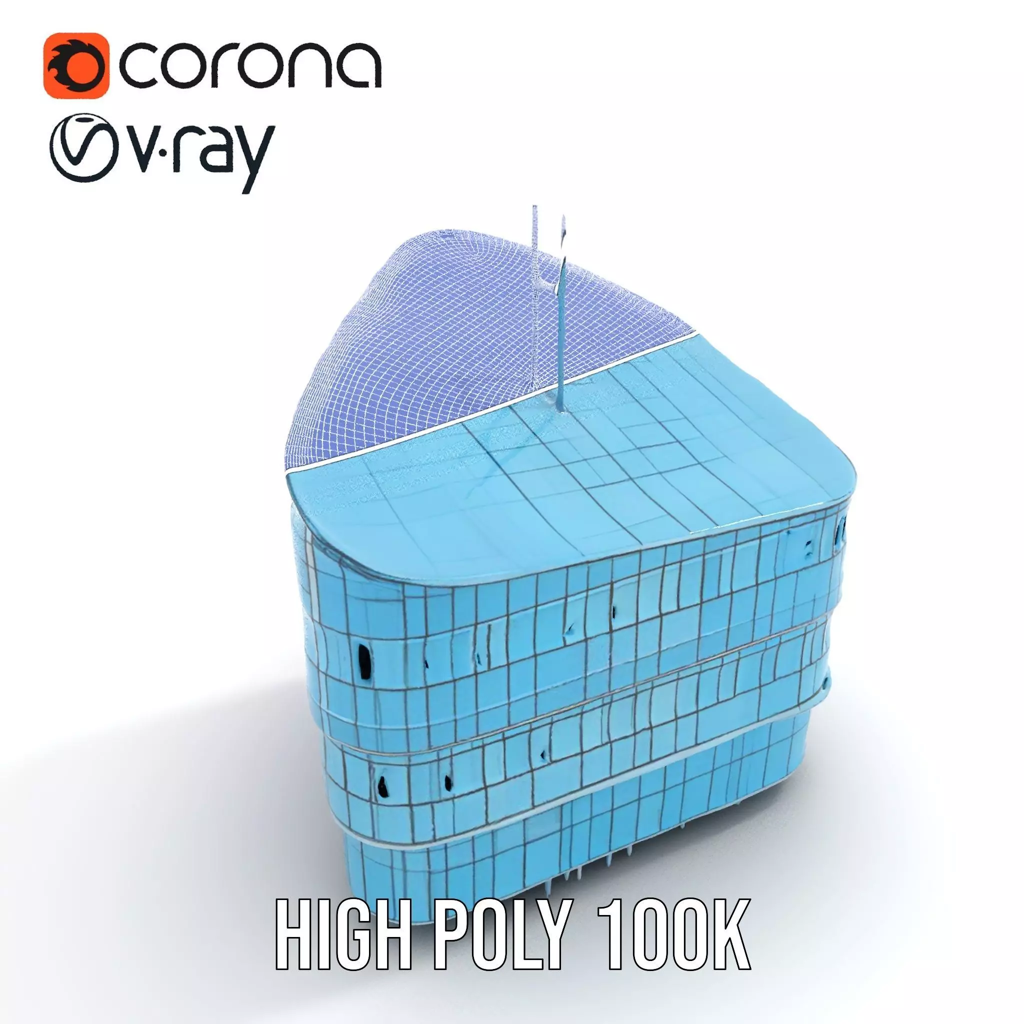 Curved Glass Facade model pack Low-poly 3D model_32