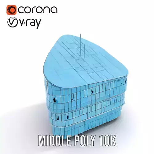 Curved Glass Facade model pack Low-poly 3D model 6