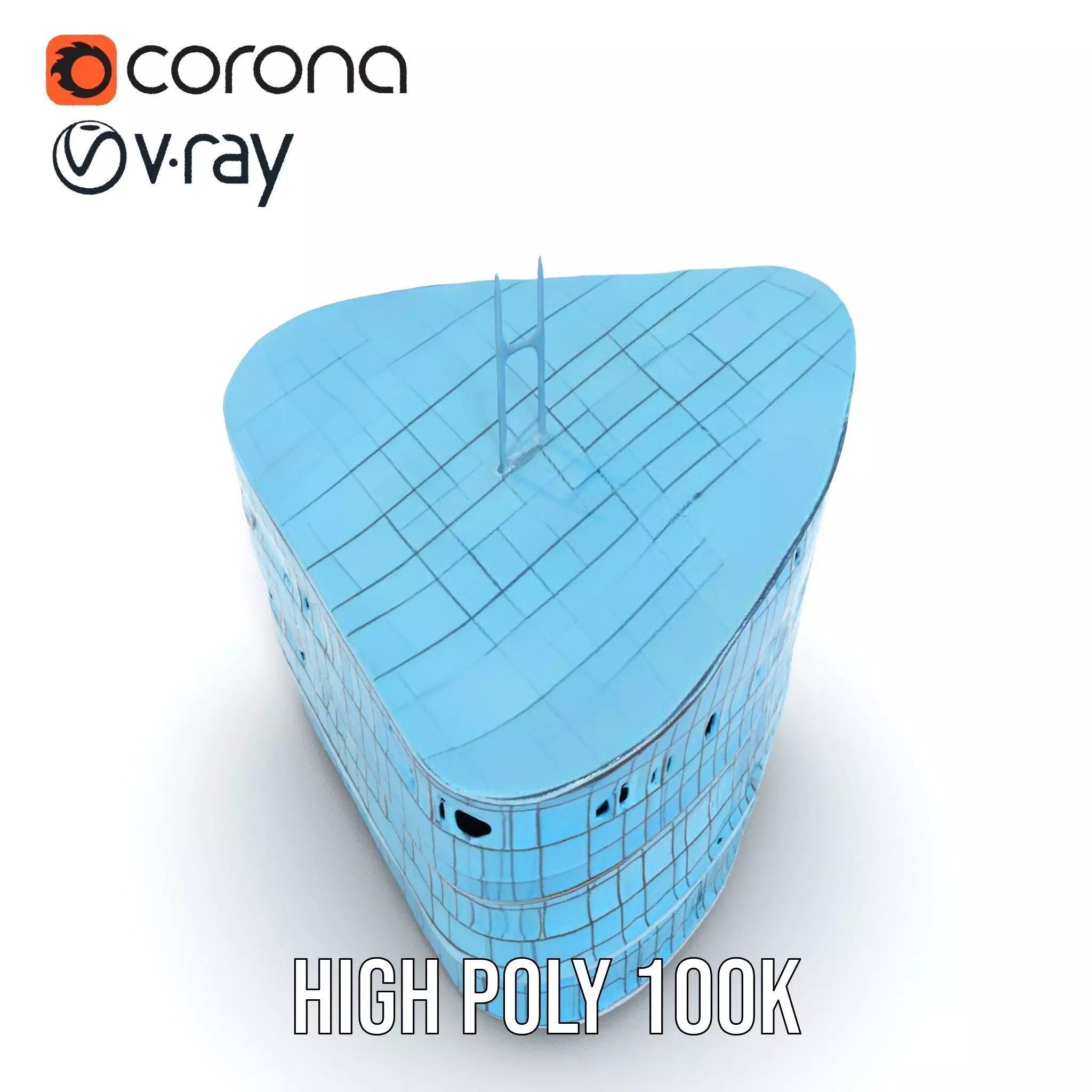 Curved Glass Facade model pack Low-poly 3D model_17