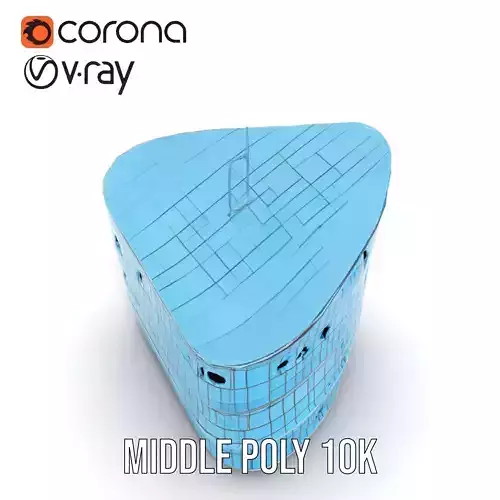 Curved Glass Facade model pack Low-poly 3D model 5