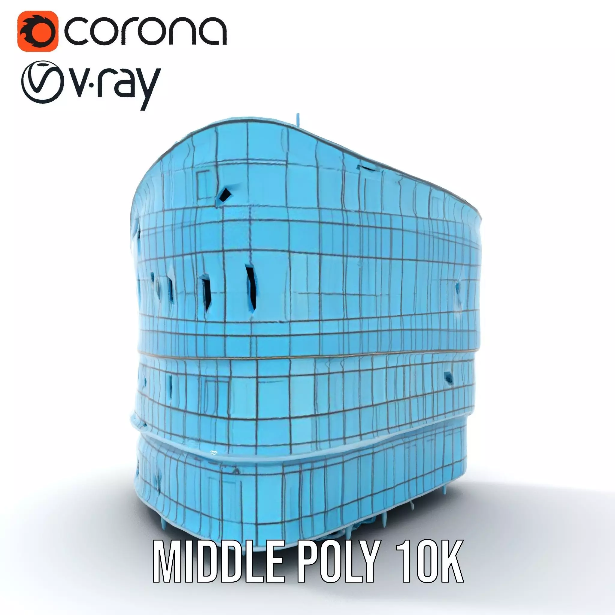 Curved Glass Facade model pack Low-poly 3D model_13