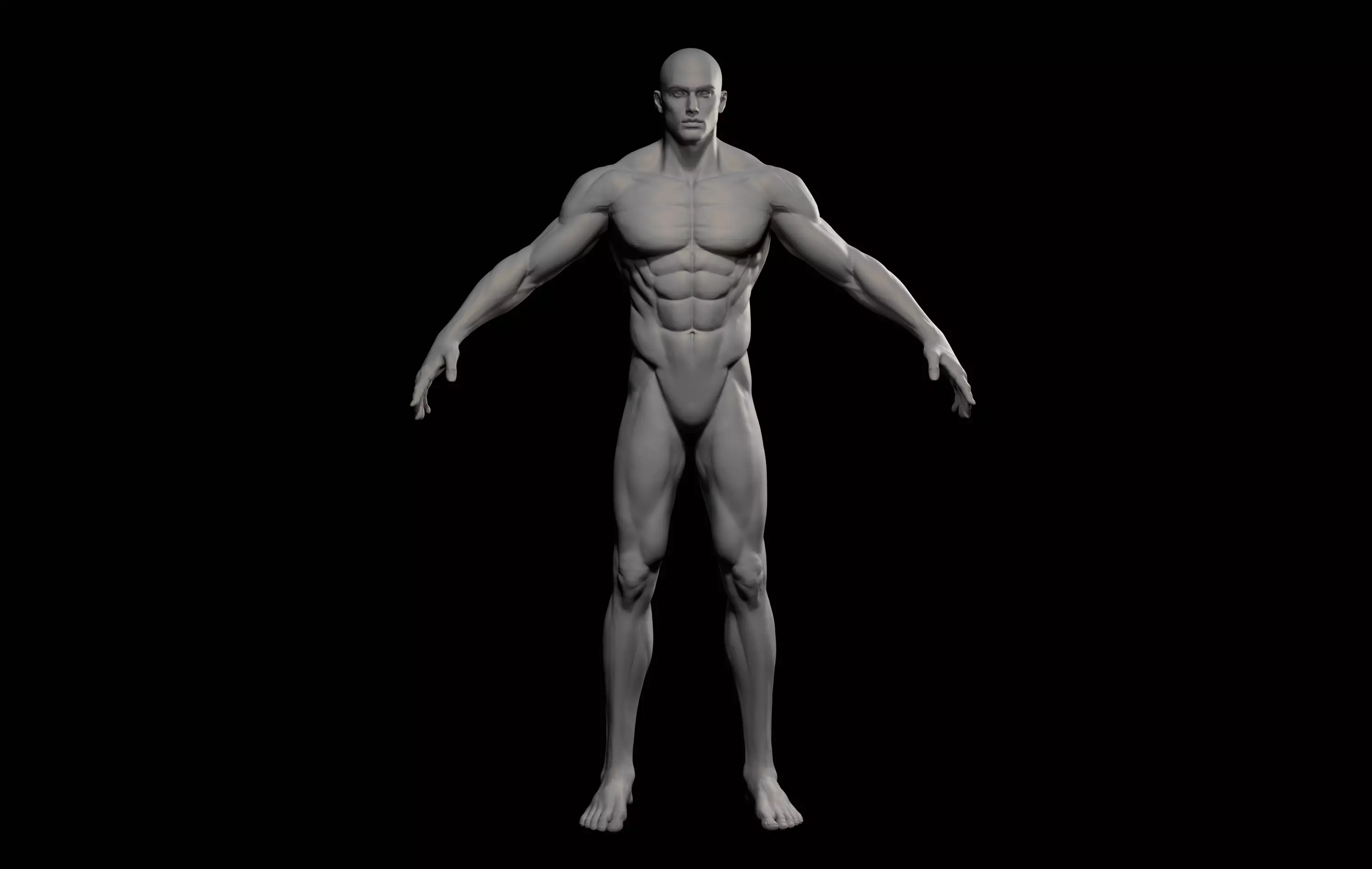 Fantasy Muscular strong man male basemesh 3D model_5