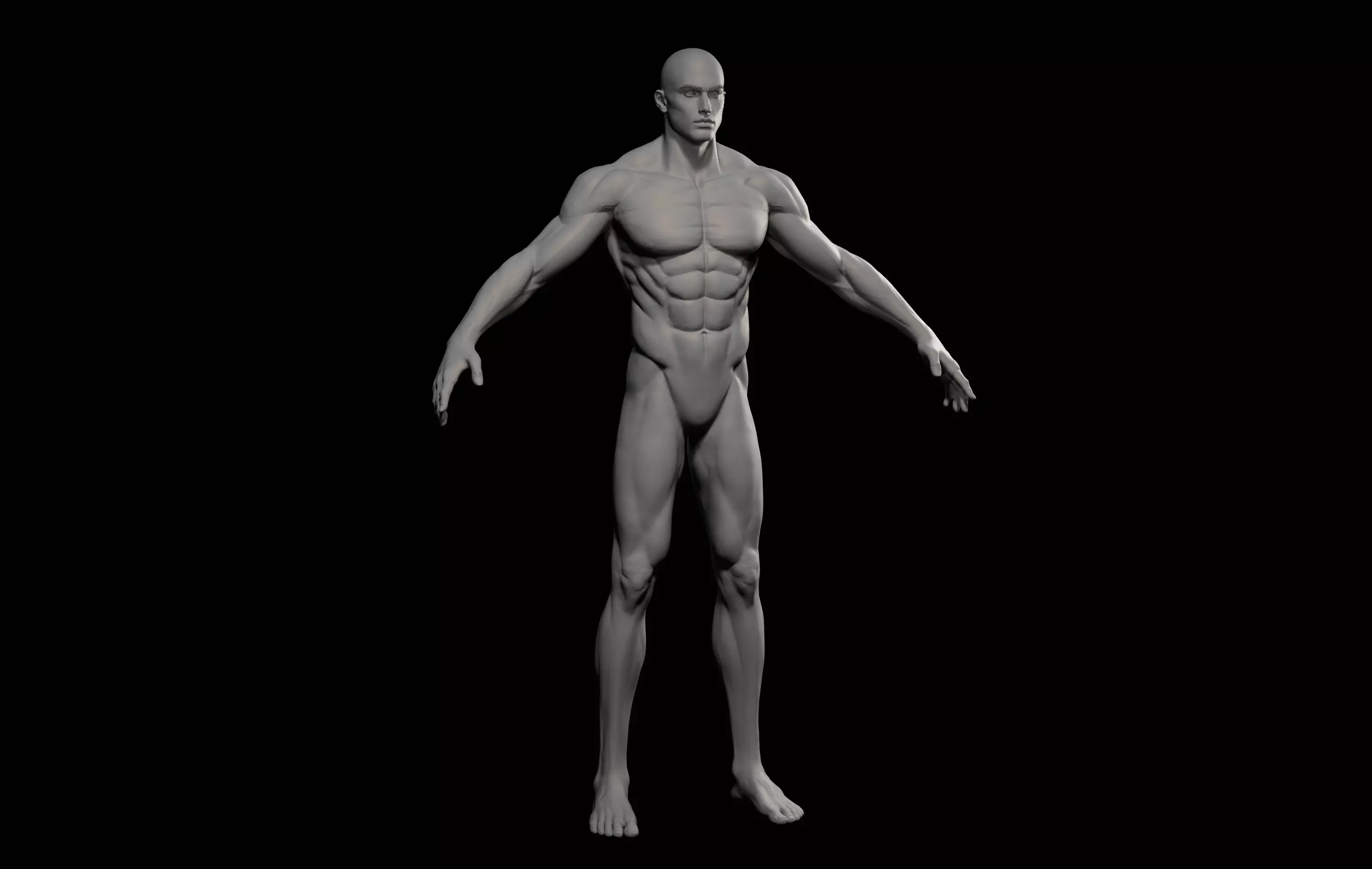 Fantasy Muscular strong man male basemesh 3D model_6