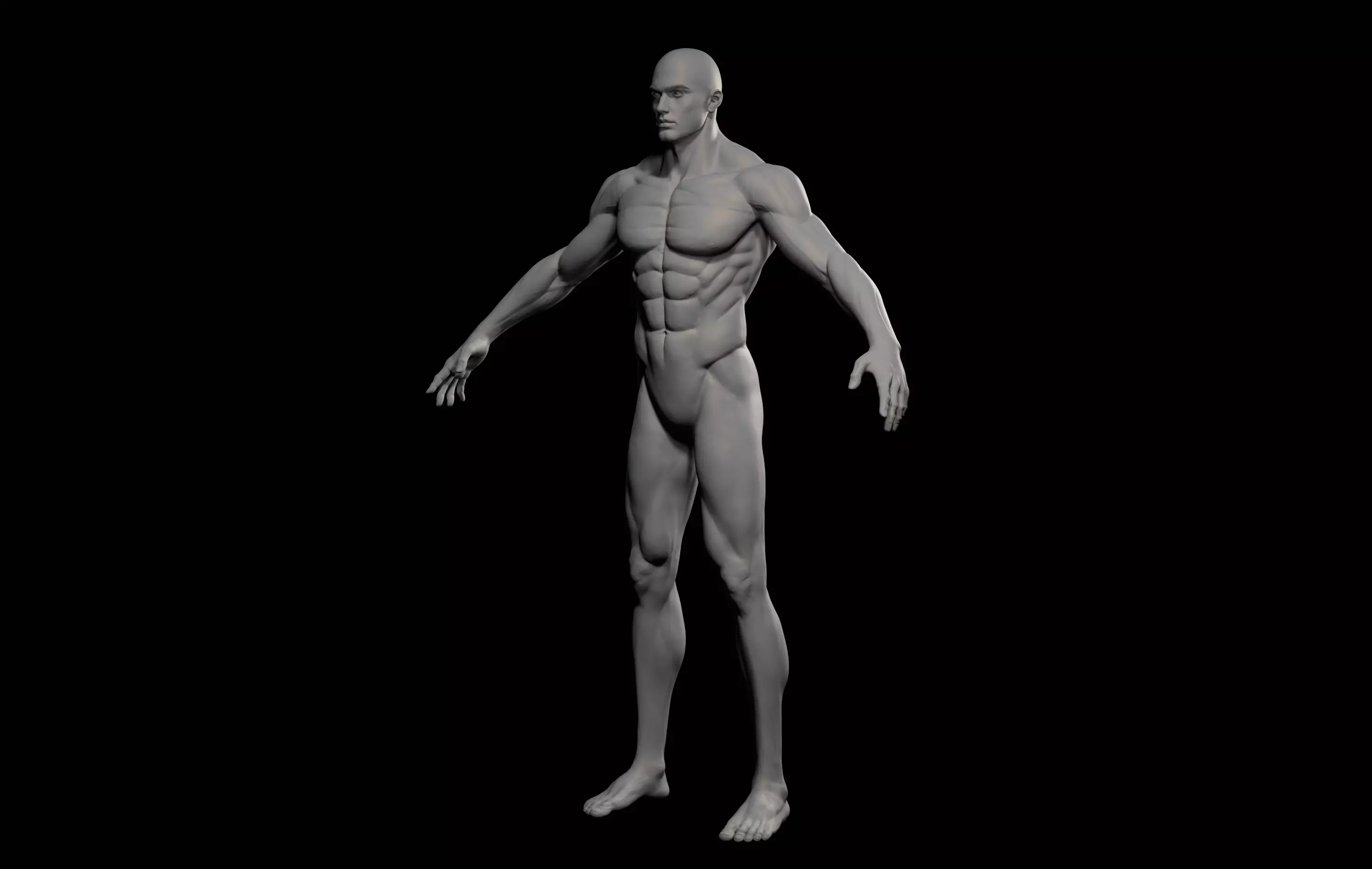 Fantasy Muscular strong man male basemesh 3D model_15