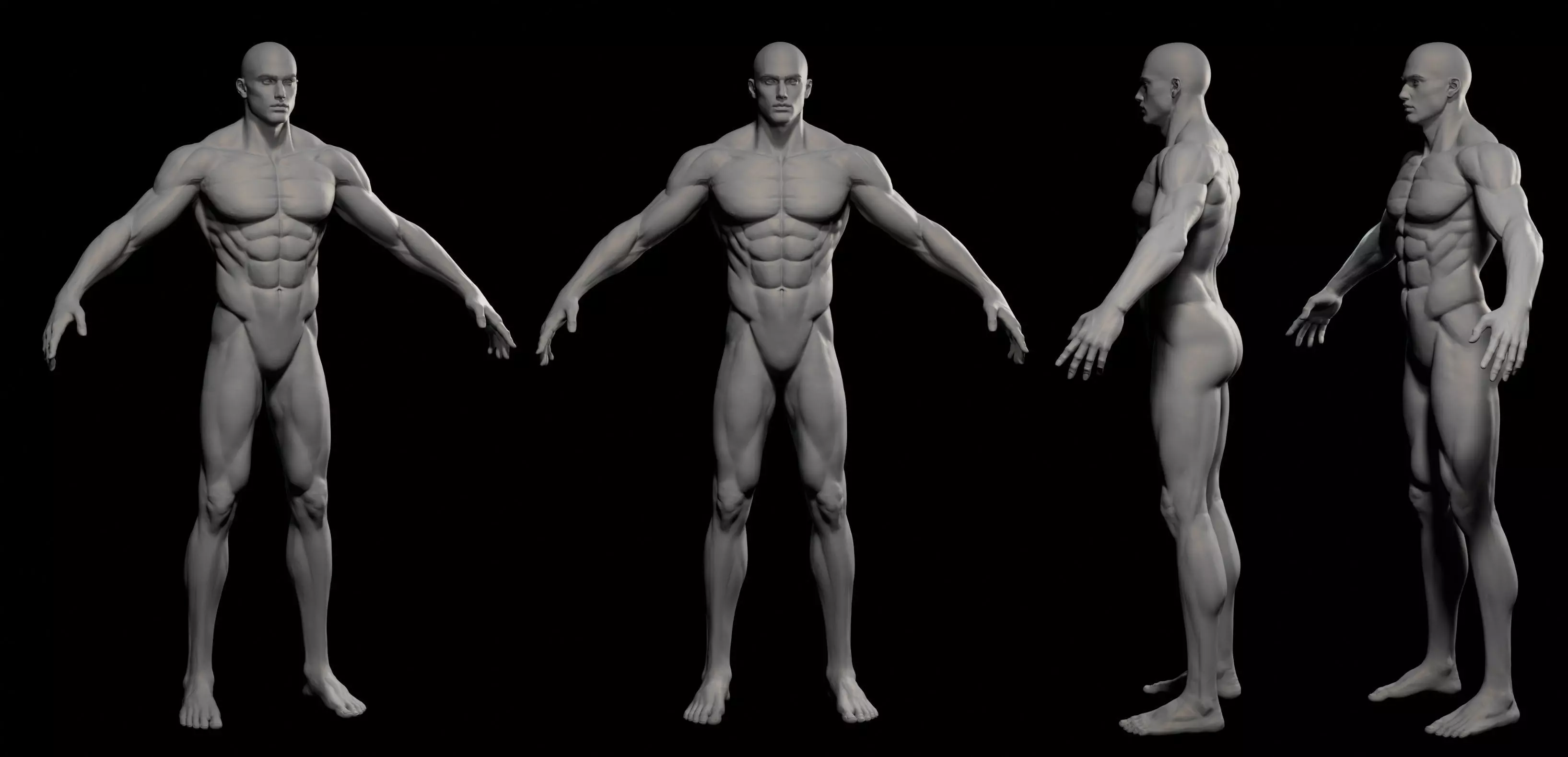 Fantasy Muscular strong man male basemesh 3D model_0