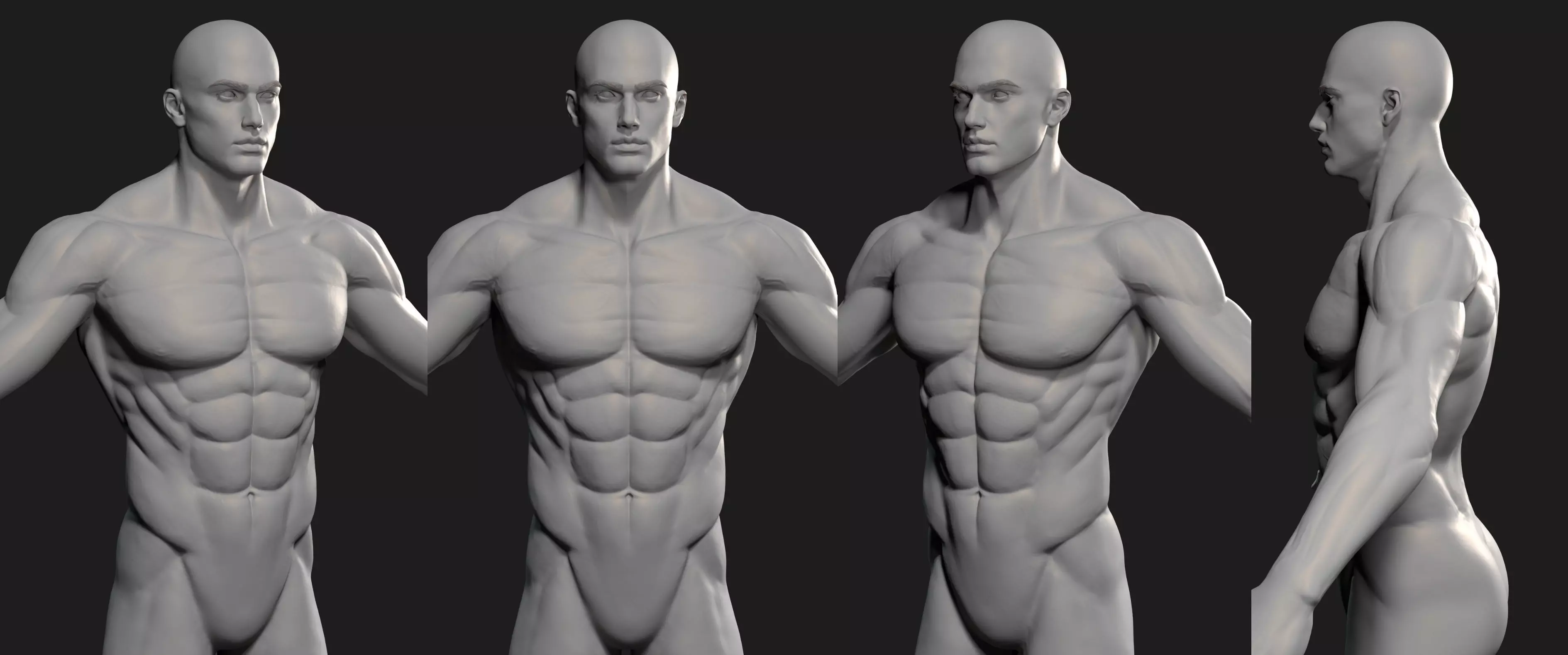 Fantasy Muscular strong man male basemesh 3D model_1