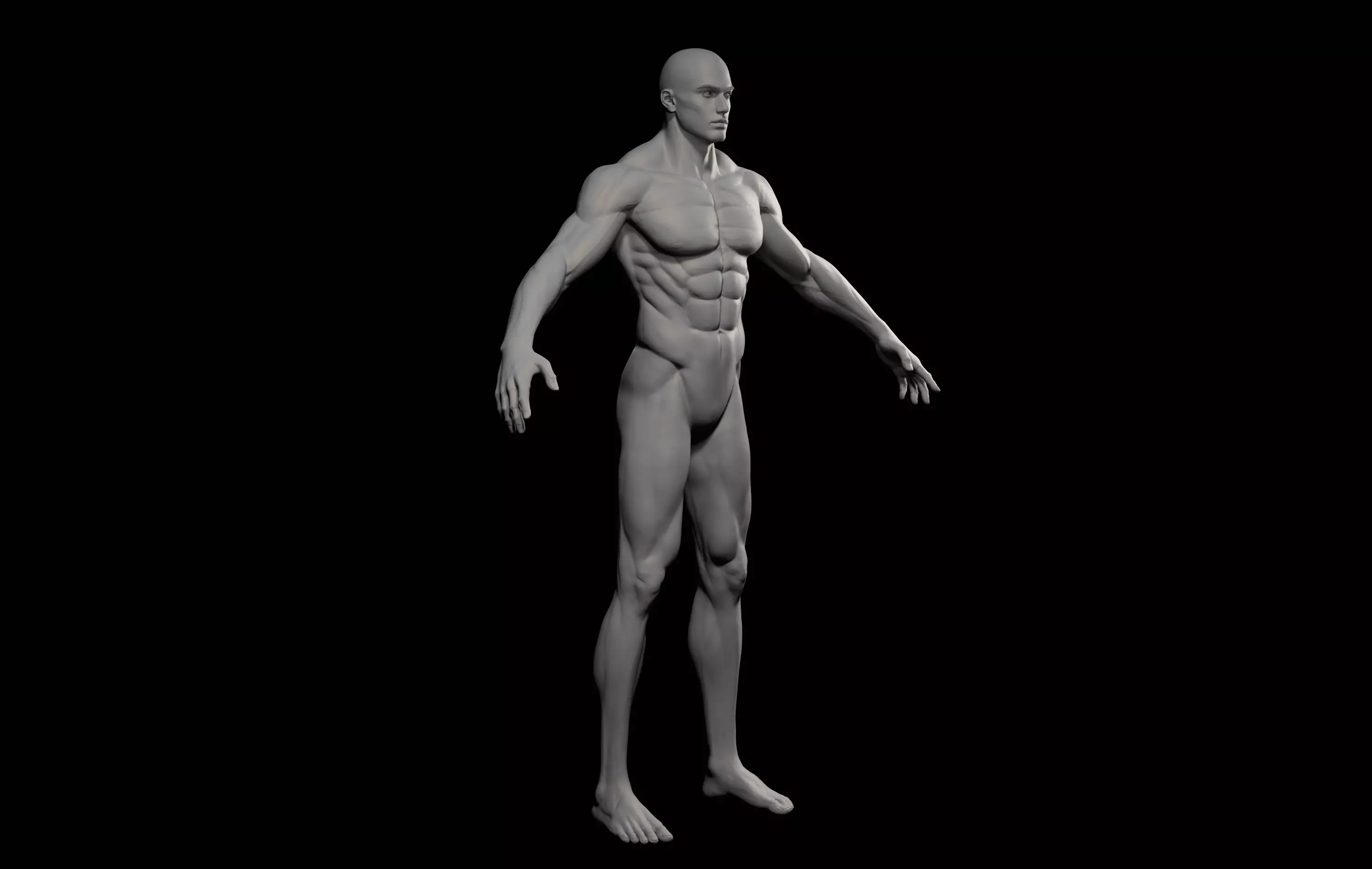 Fantasy Muscular strong man male basemesh 3D model_7