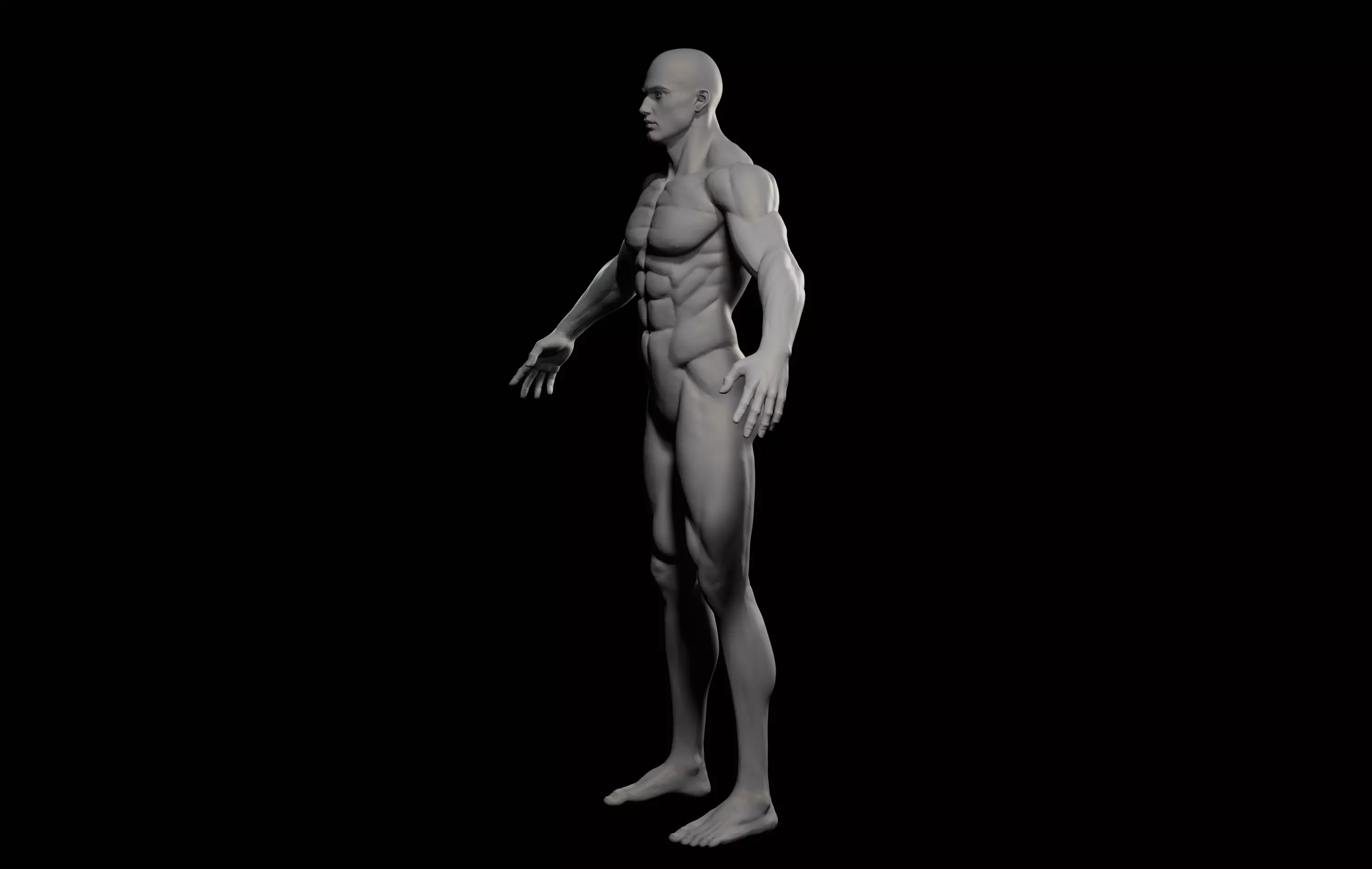 Fantasy Muscular strong man male basemesh 3D model_14