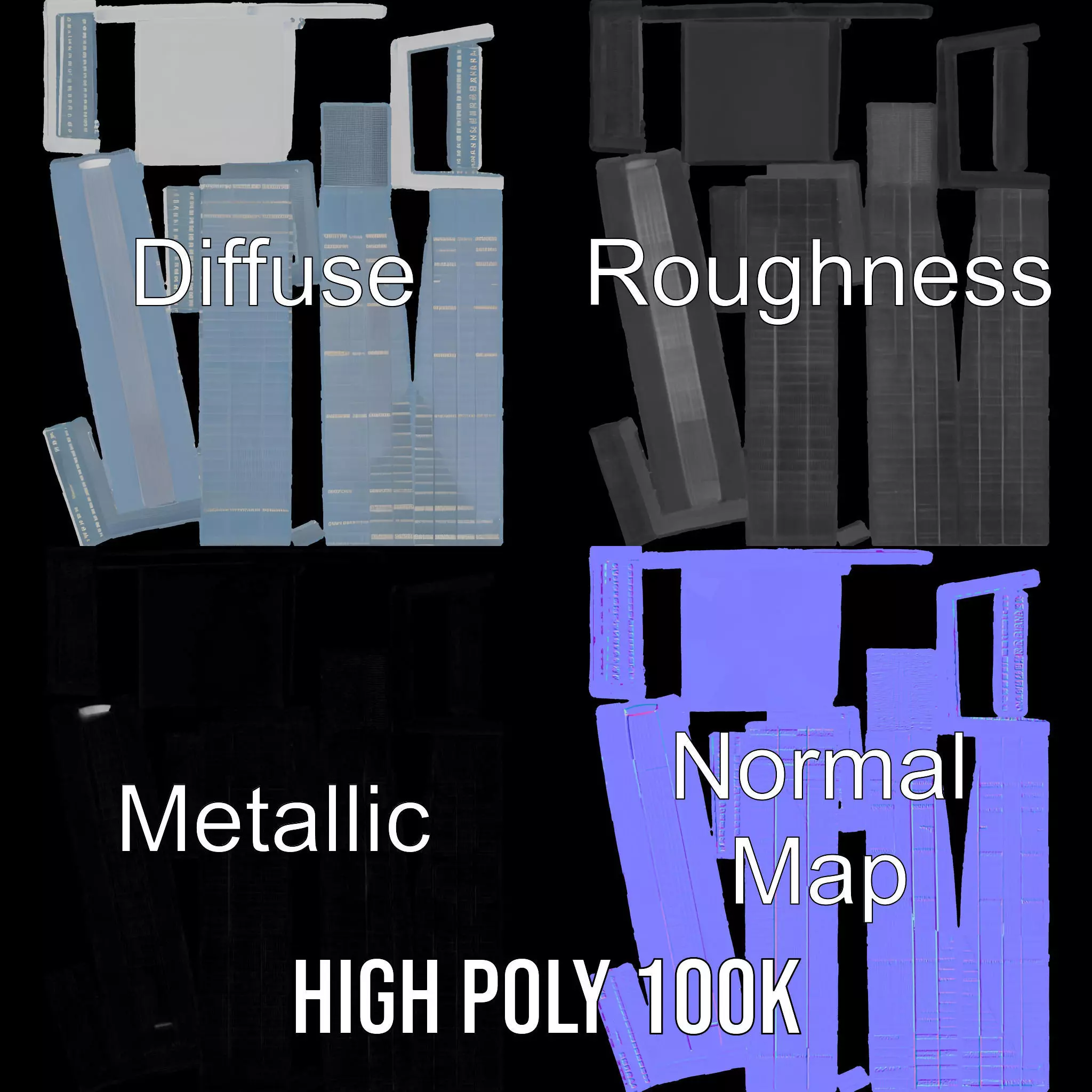 Sleek Glass Skyscraper model pack Low-poly 3D model_3