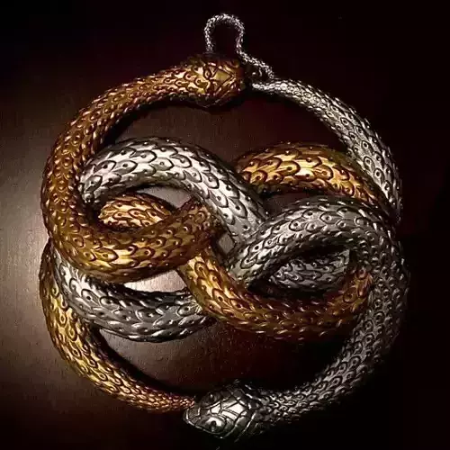 Auryn Pendant Double Ouroboros Amulet 3D print model