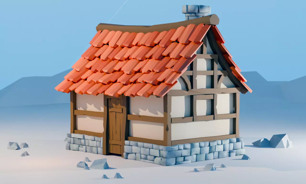 Cozy Stylized 3D House for Games Blender Low Poly Asset Low-poly 3D model_3