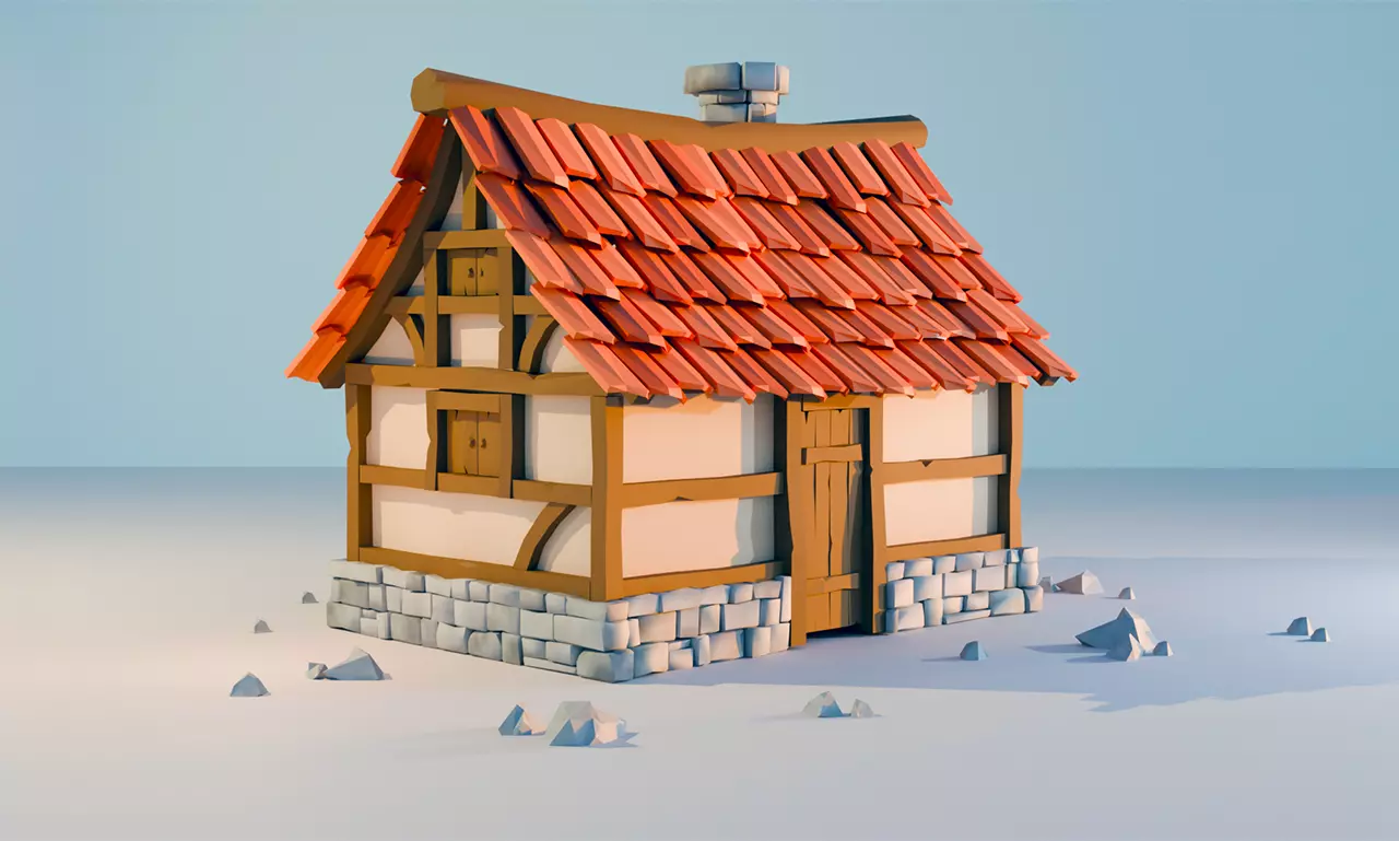 Cozy Stylized 3D House for Games Blender Low Poly Asset Low-poly 3D model_0