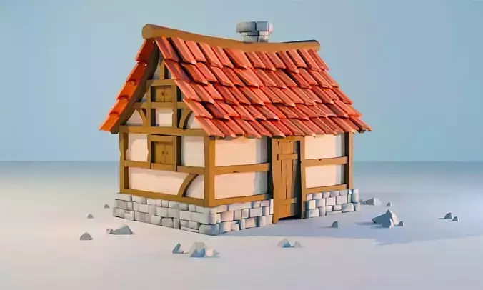 Cozy Stylized 3D House for Games Blender Low Poly Asset Low-poly 3D model