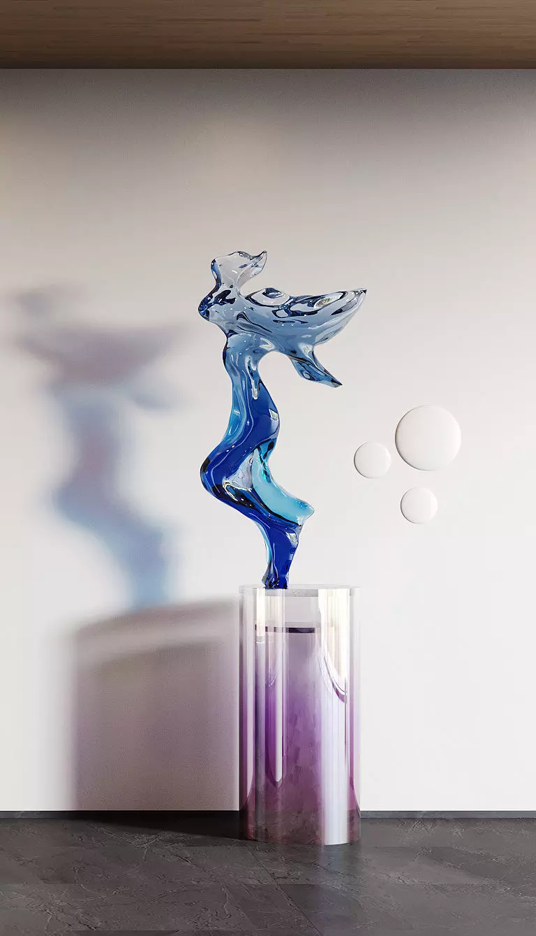 Modern crystal sculpture decoration 3D model 3D model_2