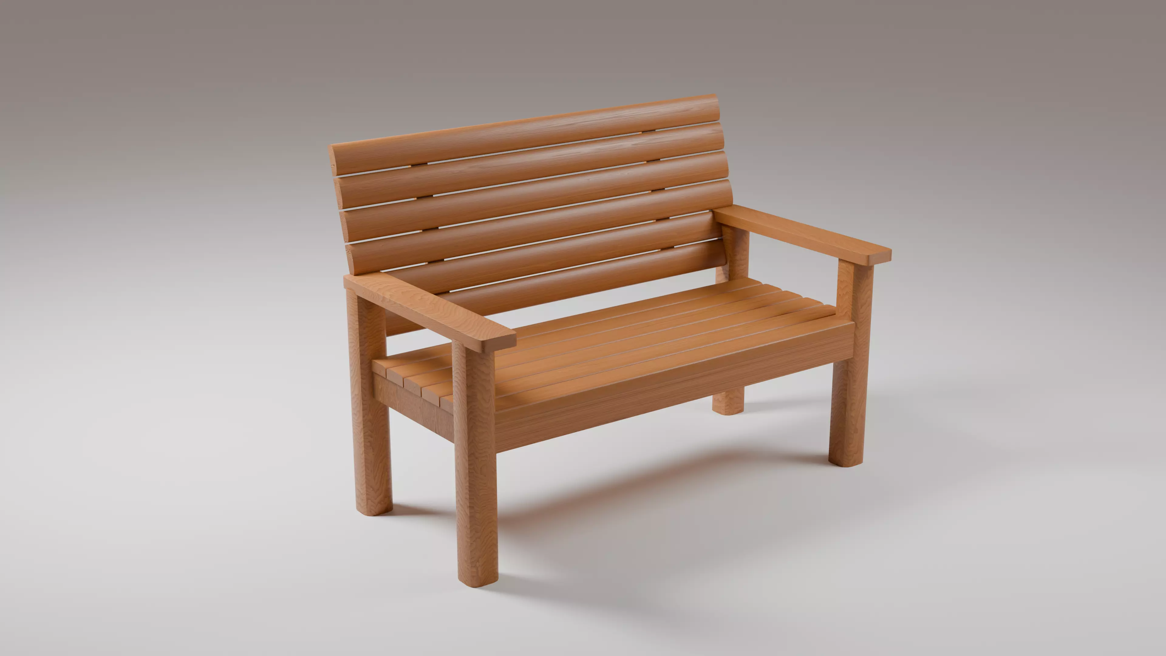wooden bench Low-poly 3D model