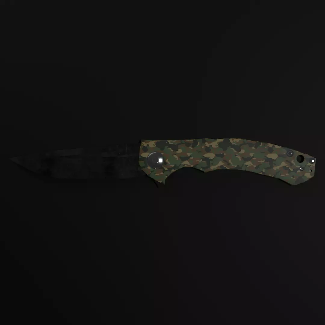 Folding Knife Low-poly 3D model_1