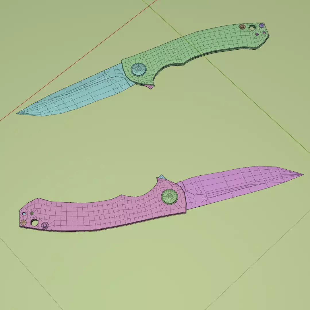 Folding Knife Low-poly 3D model_7