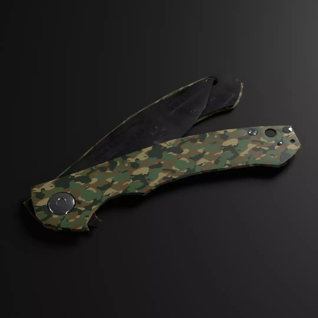 Folding Knife Low-poly 3D model_2