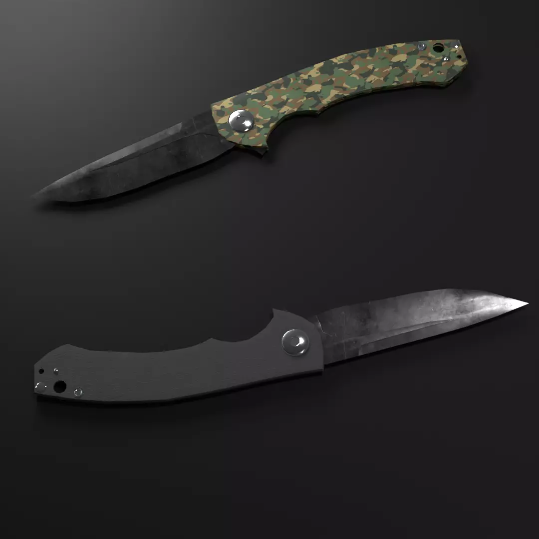 Folding Knife Low-poly 3D model_6