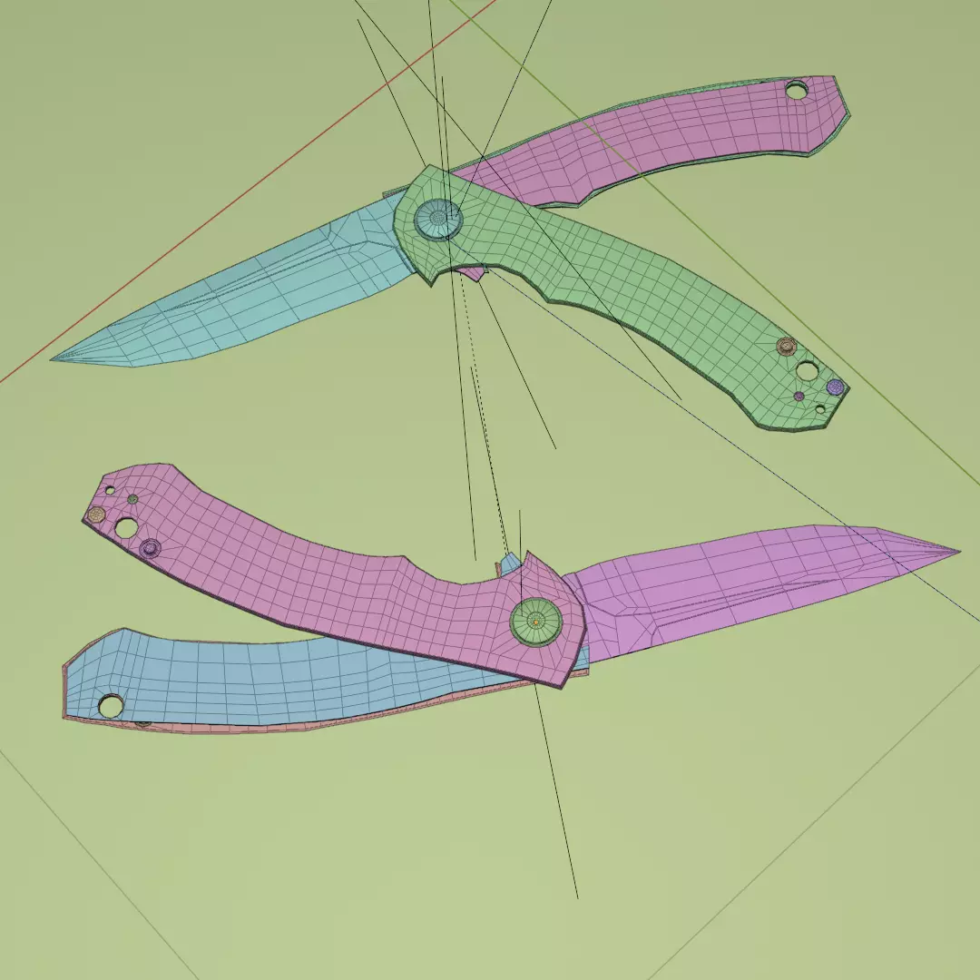 Folding Knife Low-poly 3D model_8