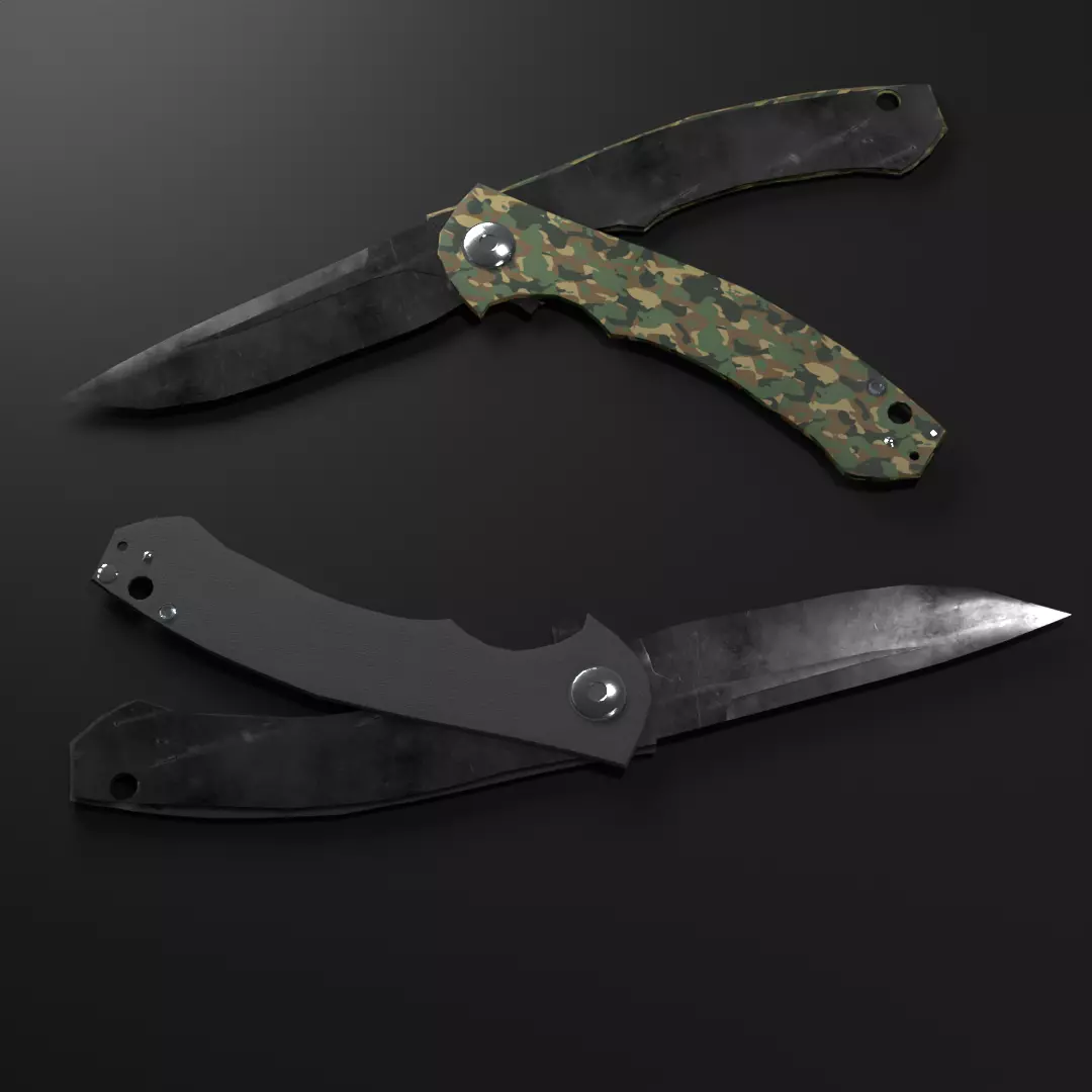 Folding Knife Low-poly 3D model_5