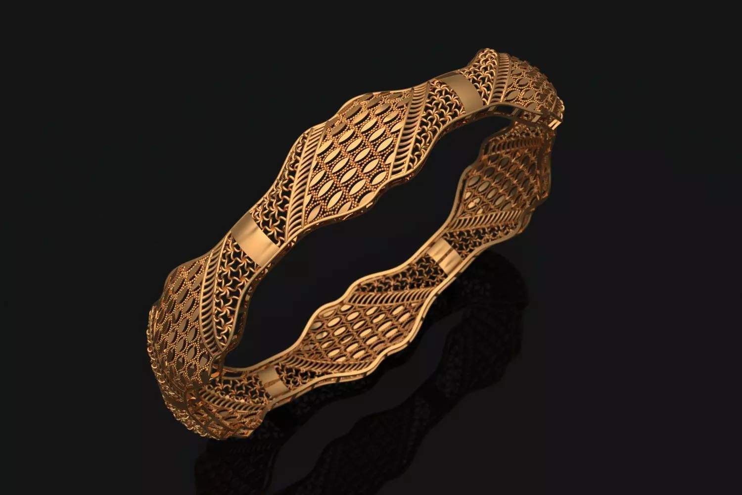 1205 Petal Crest Bangle 60MM-11gm 3D print model_0