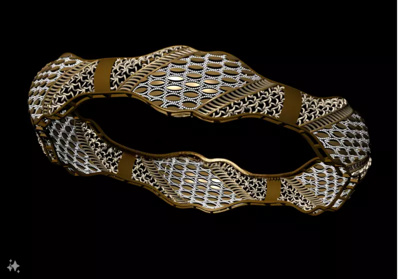 1205 Petal Crest Bangle 60MM-11gm 3D print model_1