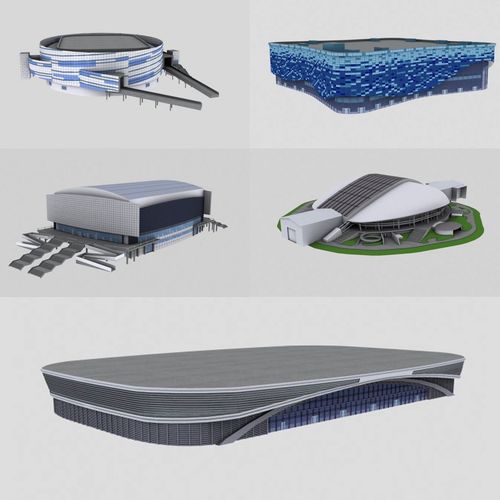 five stadiums Low-poly 3D model