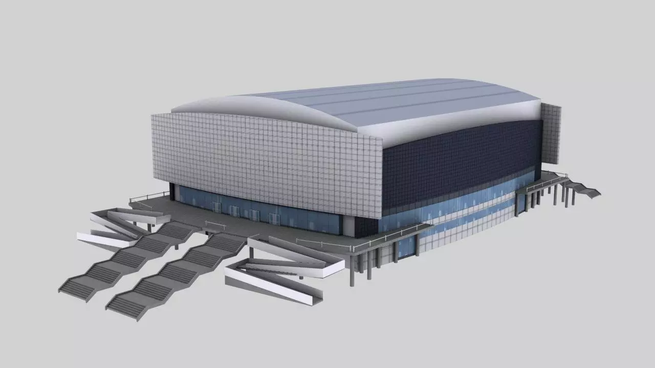 Stadium curling center Low-poly 3D model_0