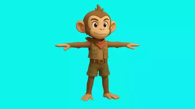 Safari Monkey Adventure  3D Character Low-poly 3D model