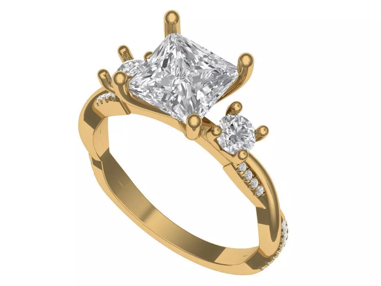 PRINCESS ENGAGEMENT RING 3D print model_1