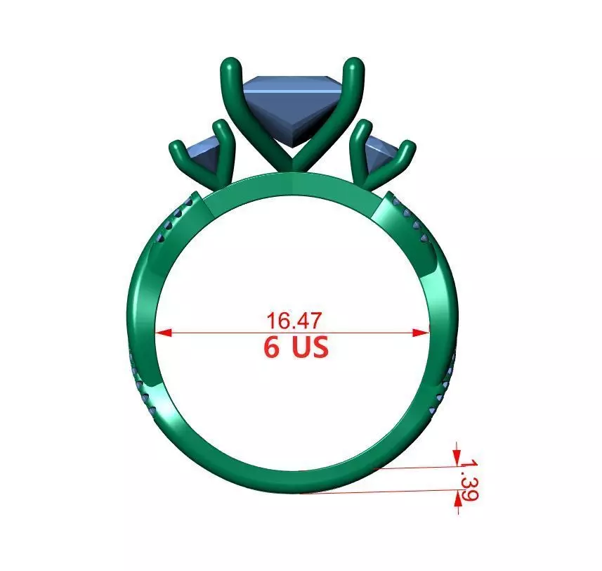 PRINCESS ENGAGEMENT RING 3D print model_14