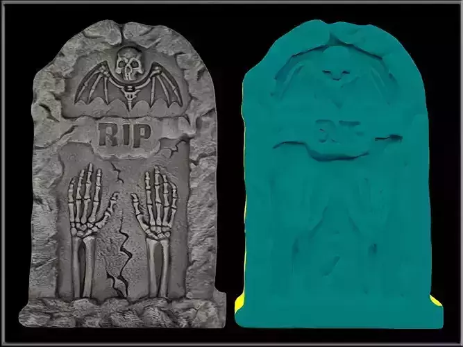 Halloween Tombstone With Skeleton