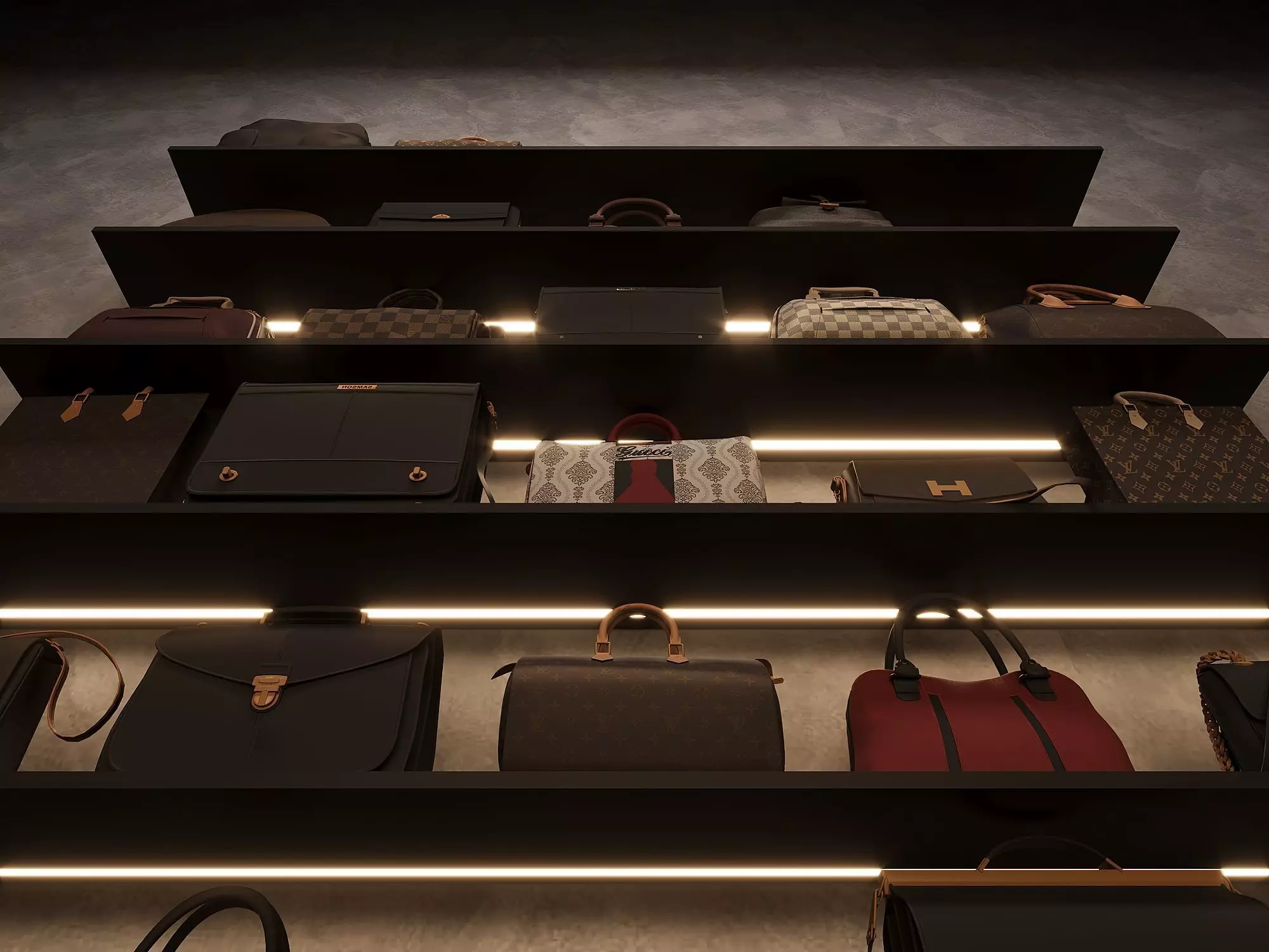 Modern Branded Bag Display 3D model_4