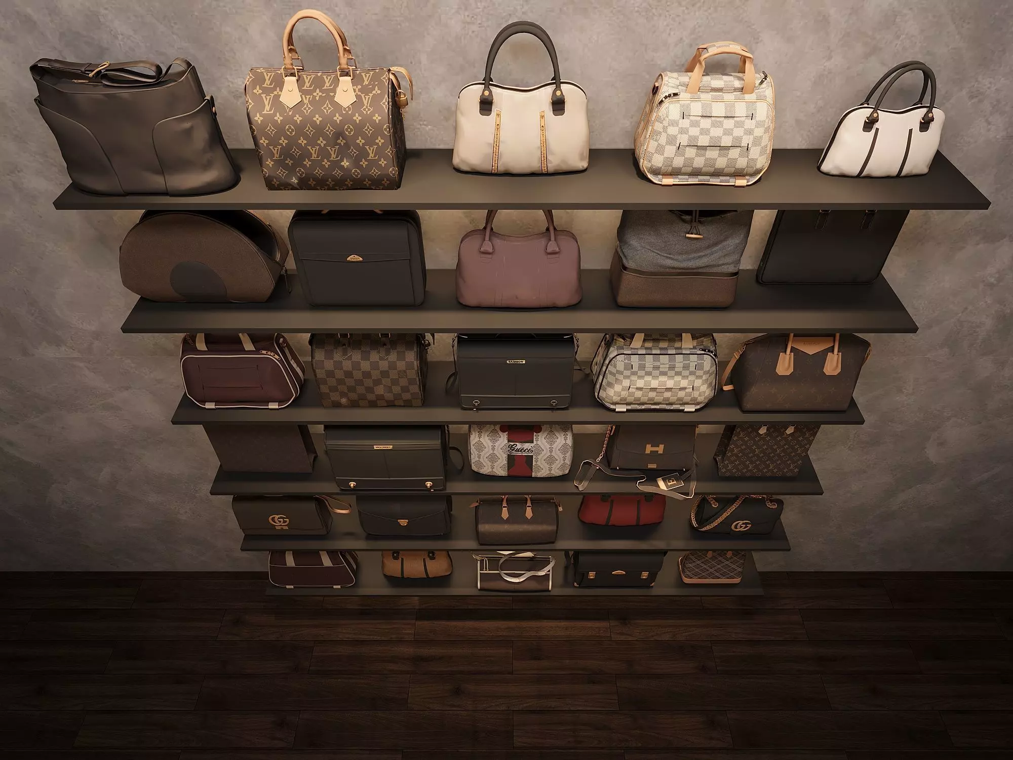 Modern Branded Bag Display 3D model_1