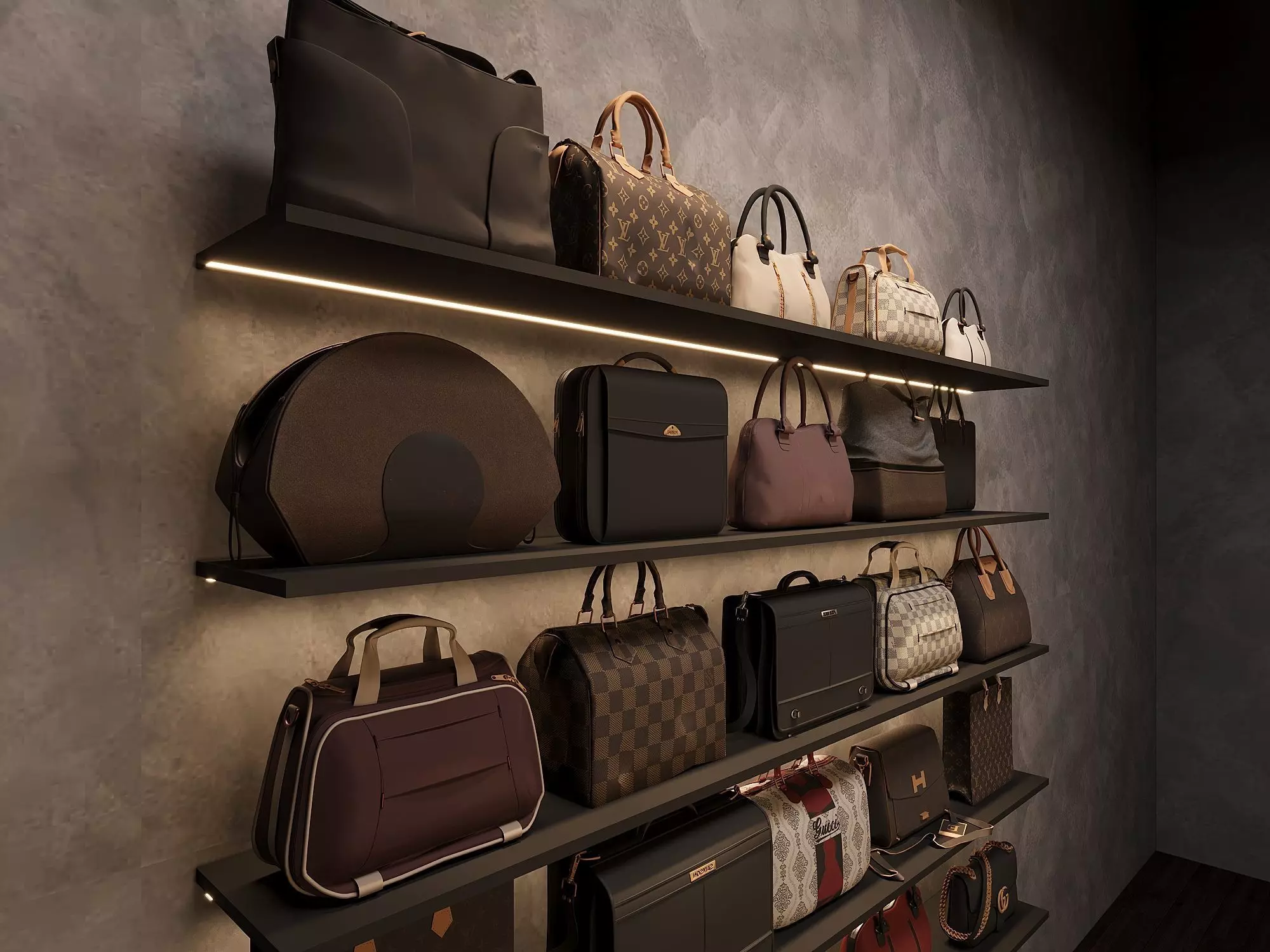 Modern Branded Bag Display 3D model_3