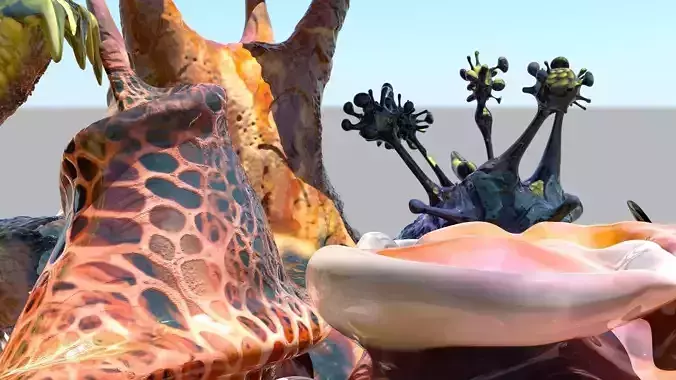 Mushroom-vegetable landscape Low-poly 3D model