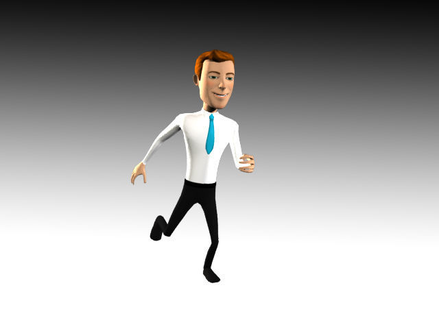 Jhon Cartoon Business Man Low-poly 3D model_4