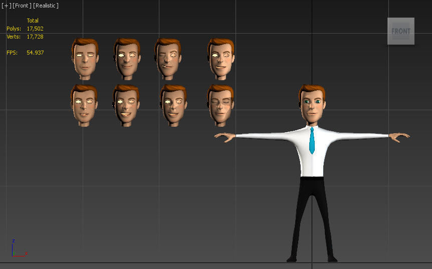 Jhon Cartoon Business Man Low-poly 3D model_9