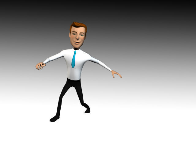 Jhon Cartoon Business Man Low-poly 3D model_1
